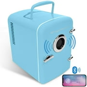 Frigidaire, 6 Can/4 Liter Mini Personal Fridge Cooler, Built-in Bluetooth Speaker, Blue